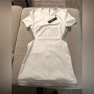 White brand new dress with sparkle and open back